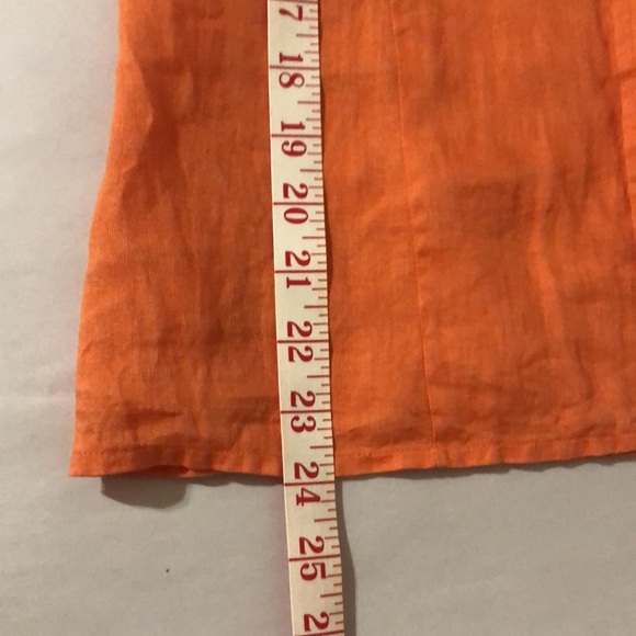 INC International Concepts Women's Orange Button-Down Long Sleeve Linen Shirt 2 - Picture 5 of 12